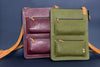 Karine’s laptop leather bag, burgundy and olive green 